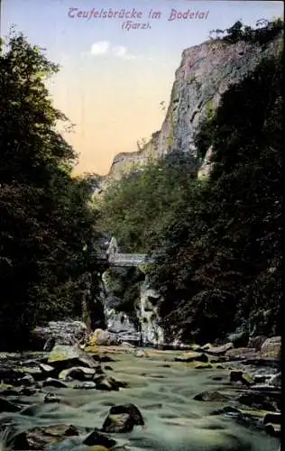 Ak Thale im Harz, Bodetal, Teufelsbrücke