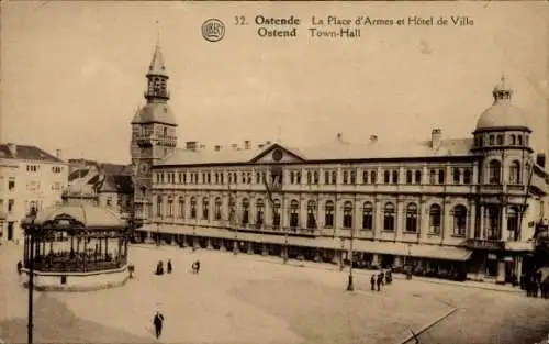 Ak Ostende Ostende Westflandern, Place d'Armes, Rathaus