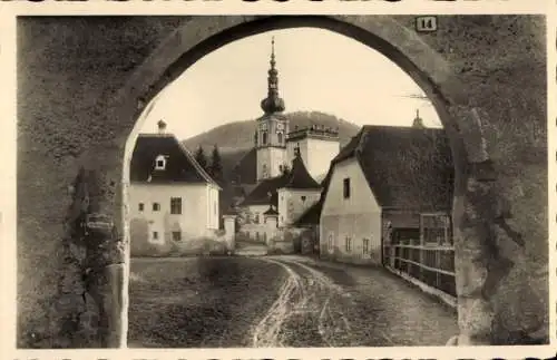 Ak Heiligenkreuz Niederösterreich, Tor, Kirchturm