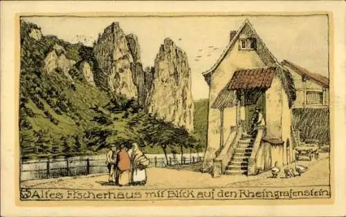 Ak Bad Münster am Stein Bad Kreuznach an der Nahe, Rheingrafenstein, altes Fischerhaus