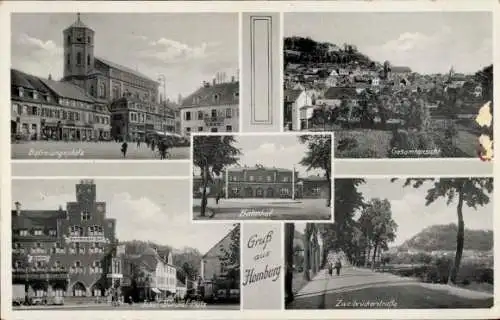 Ak Homburg in der Pfalz Saarland, Befreiungsplatz, Gesamtansicht, Bahnhof, Zweibrückenstraße