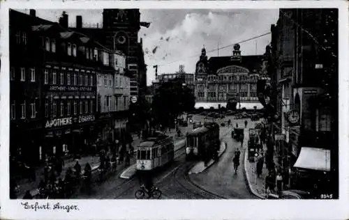 Ak Erfurt in Thüringen, Anger, Straßenbahnen