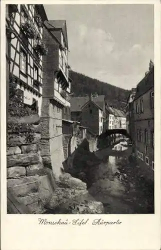 Ak Monschau Montjoie in der Eifel, Partie an der Rur, Fachwerk