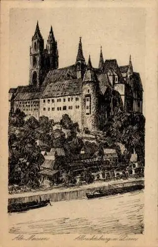 Ak Meißen an der Elbe, Albrechtsburg mit Dom