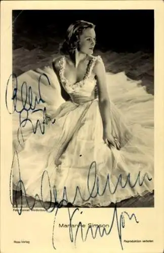 Ak Schauspielerin Marianne Simson im Abendkleid