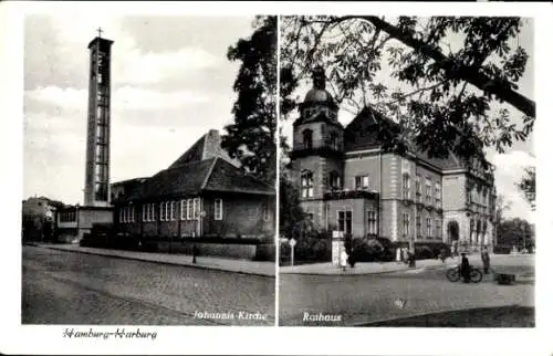 Ak Hamburg Harburg, Johannis-Kirche, Rathaus