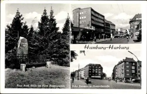 Ak Hamburg Harburg, Paul Roth Stein im Forst Rosengarten, Strassenansichten