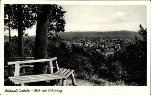 Ak Waldstadt Iserlohn, Blick vom Fichtenweg, Sitzbänke, Aussichtspunkt