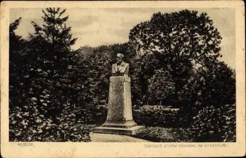 Ak Husum in Nordfriesland, Theodor Storm-Denkmal, Stadtpark