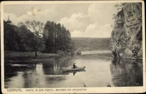 Ak Inzigkofen Baden Württemberg, Donautal, Ruderboot