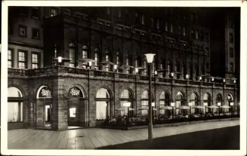 Ak Leipzig in Sachsen, Roßplatz, Ring Café, Nacht