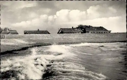 Ak Norderhafen Insel Nordstrand in Nordfriesland, Sturmflut