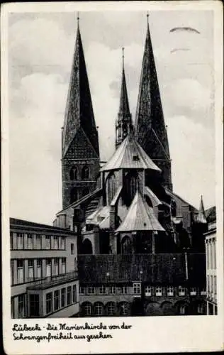 Ak Hansestadt Lübeck, Marienkirche, Blick von der Schrangenfreiheit