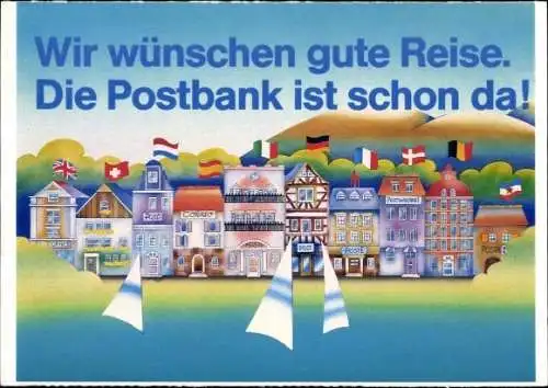 Ak Werbung Postbank, Geldwechsel, Reise