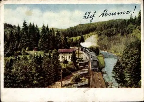 Ak Deutsche Eisenbahn, Bahnhof, Station, Ich komme