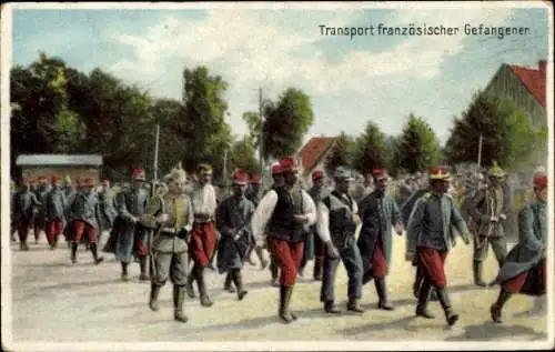 Ak Transport französischer Kriegsgefangener, I. WK