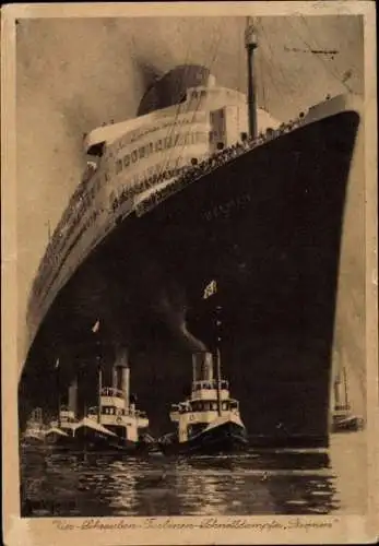 Ak Dampfschiff Bremen, Norddeutscher Lloyd, Vier Schrauben Turbinen Schnelldampfer