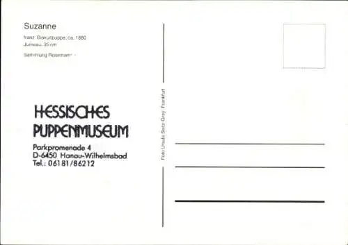 Ak Hessisches Puppenmuseum, Puppe Suzanne