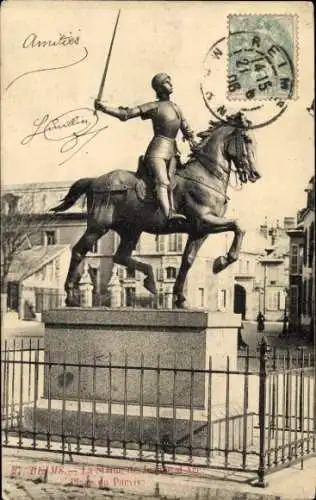 Ak Reims Marne, Statue de Jeanne d'Arc