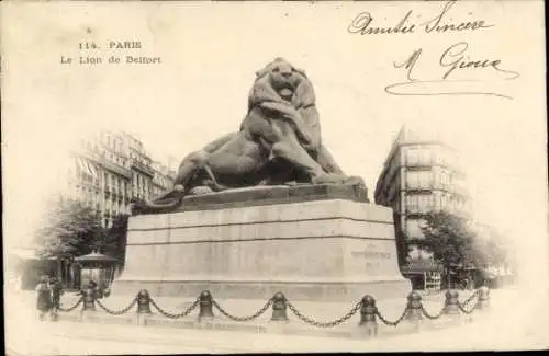 Ak Paris XIV Observatoire, Place Denfert-Rochereau, Lion de Belfort