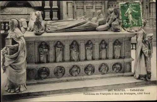 Ak Nantes Loire Atlantique, Kathedrale, Grab von Francois II duc de Bretagne, Nordseite
