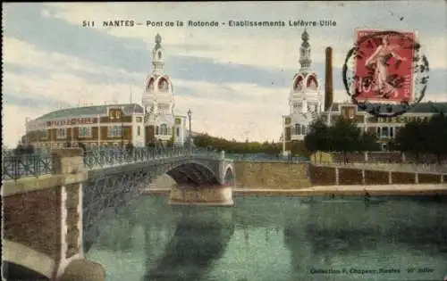 Ak Nantes Loire Atlantique, Pont de la Rotonde, Etablissements Lefecre-Utile