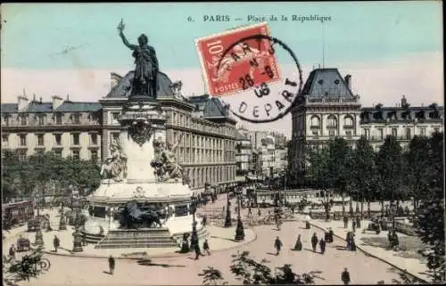 Ak Paris III, Place de la République, Denkmal