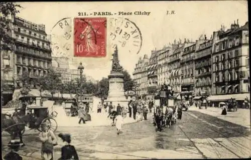 Ak Paris I Louvre, Place Clichy