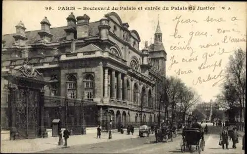 Ak Paris I Louvre, Boulevard du Palais, Justizpalast, Eingang