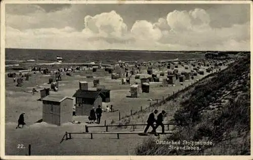 Ak Ustka Stolpmünde Pommern, Strandleben