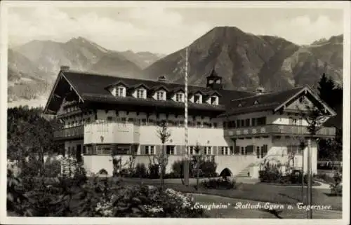 Ak Rottach Egern am Tergernsee, Das Enagheim gegen die Berge