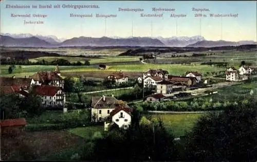 Ak Ebenhausen, Stadtansicht mit Gebirgspanorama, Zugspitze, Hochwanner, Alpspitze