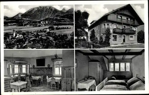 Ak Niederaudorf Oberaudorf in Oberbayern, Inn, Totalansicht, Landhaus Böhm, Innenräume, Schlafraum