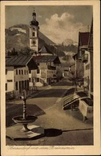 Ak Oberaudorf in Oberbayern, Teilansicht, Kirchturm, Brünnstein