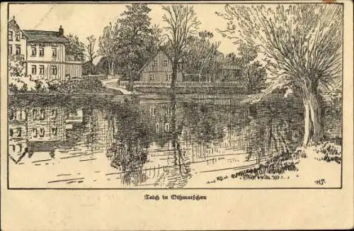 Künstler Ak Hamburg Altona Othmarschen, Teich