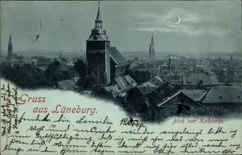 Mondschein Ak Lüneburg in Niedersachsen, Teilansicht, Blick vom Kalkberge