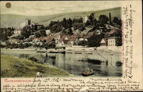 Ak Neckarsteinach in Hessen, Teilansicht, Fluss