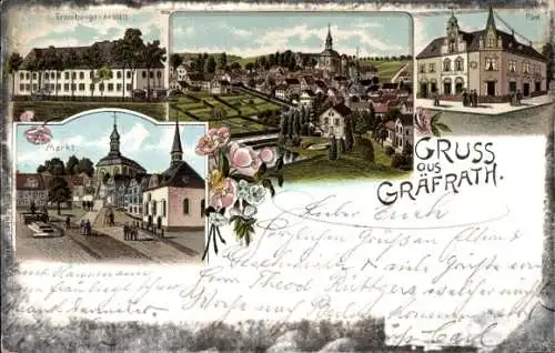 Litho Gräfrath Solingen in Nordrhein Westfalen, Erziehungsanstalt, Post, Markt