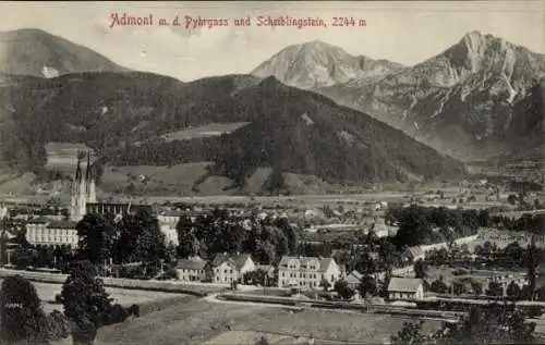 Ak Admont Steiermark, Gesamtansicht, Pyhrgas, Scheiblingstein
