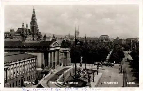 Ak Wien 1 Innere Stadt, Parlament, Rathaus, Ringstraße