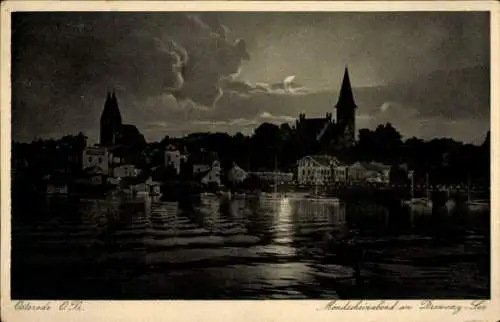 Mondschein Ak Ostróda Osterode Ostpreußen, Drewenz-See