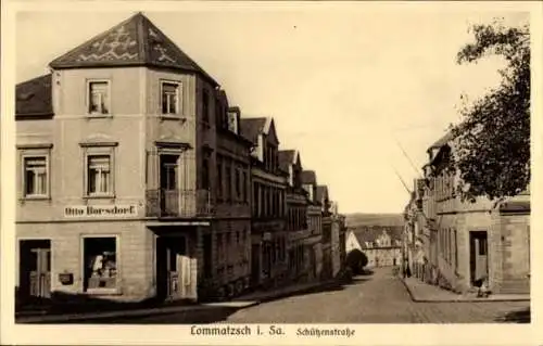 Ak Lommatzsch in Sachsen, Schützenstraße, Geschäft Otto Borsdorf