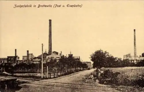 Ak Brottewitz Mühlberg an der Elbe, Zuckerfabrik, Post