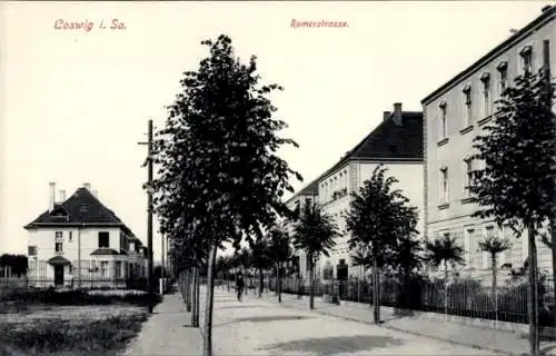 Ak Coswig in Sachsen, Romerstraße, Wohnhäuser, Radfahrer