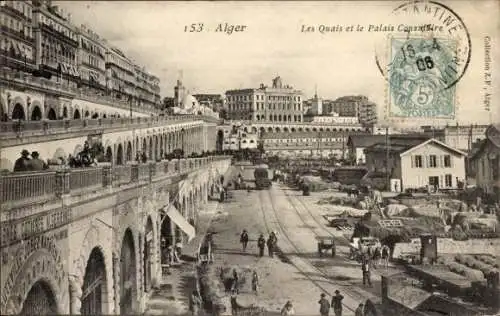 Ak Algier Algier Algerien, die Kais und der Konsularpalast