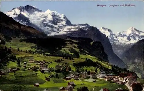 Ak Wengen Kanton Bern, Jungfrau und Breithorn