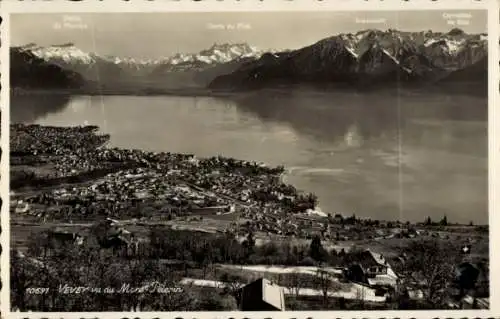 Ak Vevey Kanton Waadt, Panorama, Mont Pélerin