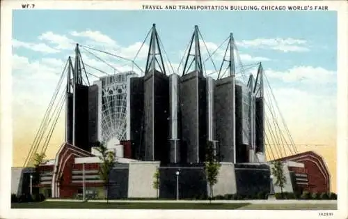 Ak Chicago Illinois USA, Reise- und Transportgebäude, Weltausstellung 1933