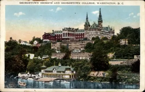Ak Washington DC USA, Georgetown Heights und Georgetown College