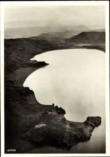 Sammelbild Zeppelin Weltfahrten II. Buch Serie Nordland Fahrten 1930 Bild 33, Island, Kratersee